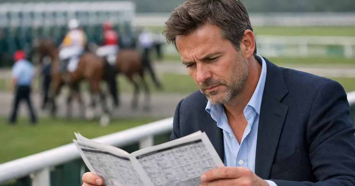 Anzeigetafel mit Quoten auf einer Pferderennbahn