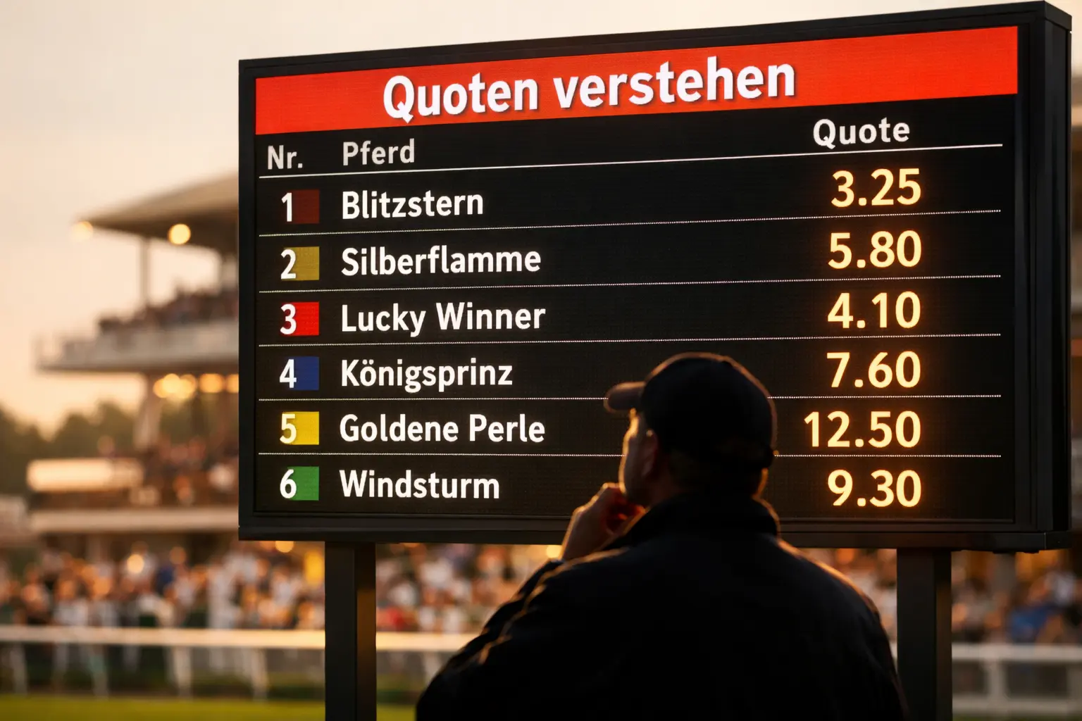 Pferdewetten Quoten lesen und vergleichen – Quotentafel am Ippodrom