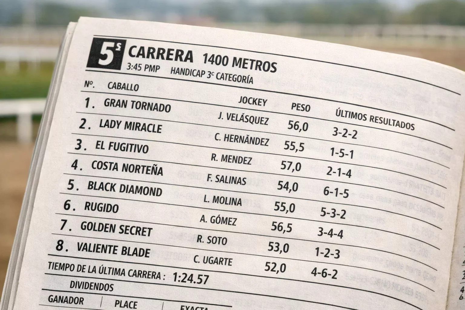 Detailansicht einer Racecard mit Pferdestatistiken