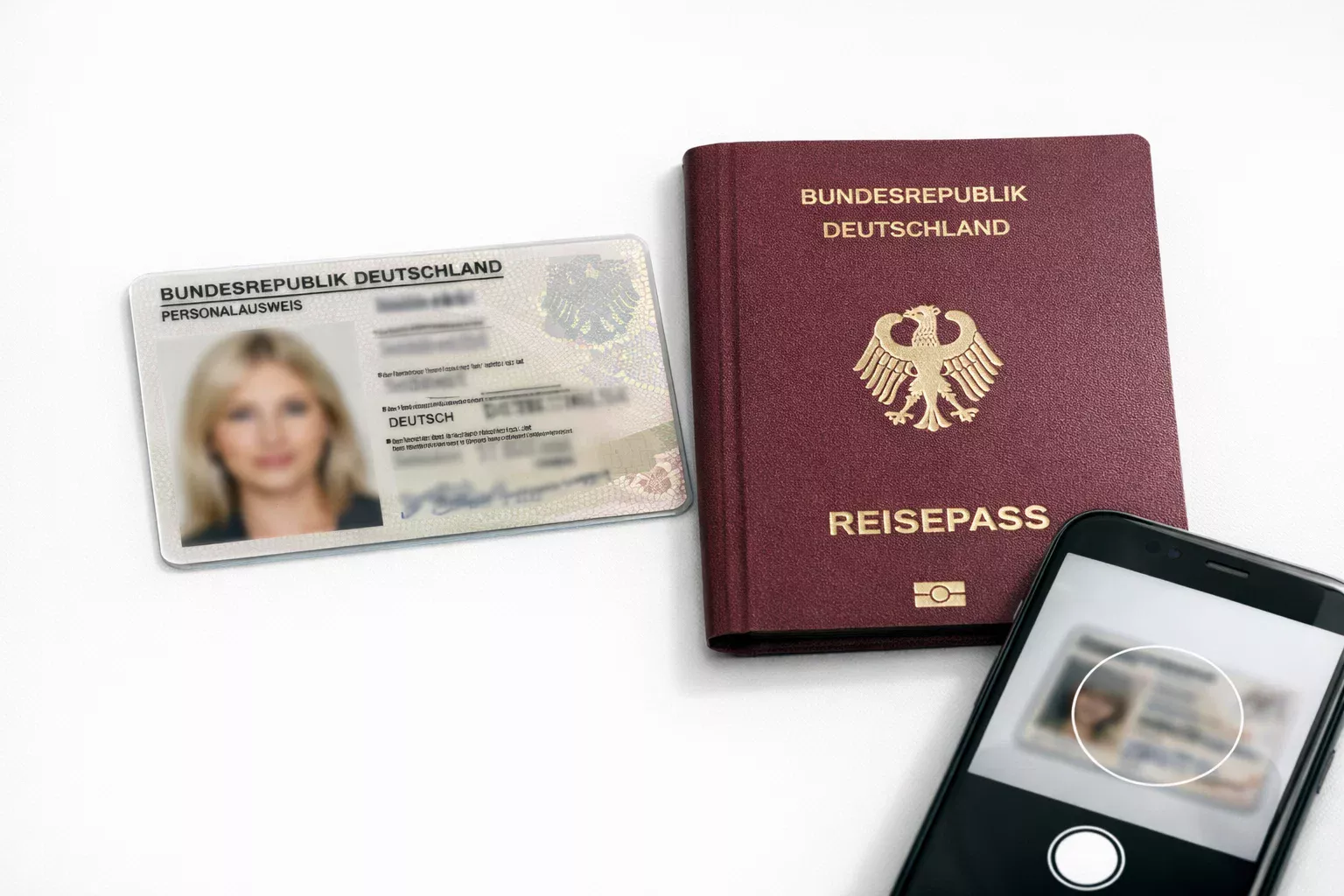 Ausweis und Dokumente für die Kontoverifizierung