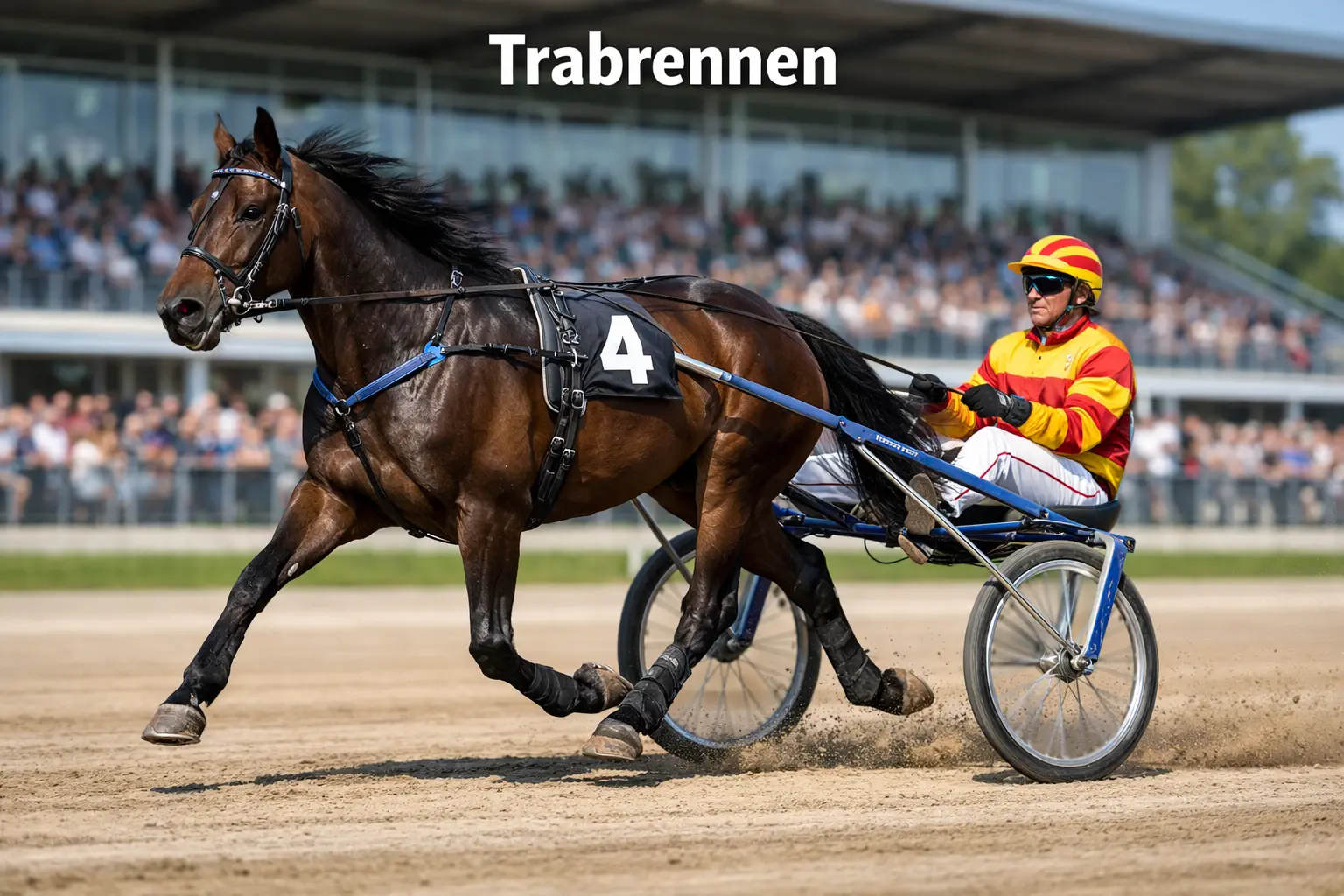 Trabrennen Wetten – Traber mit Sulky auf der Rennbahn