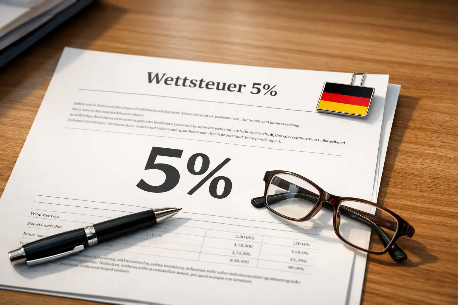 Wettsteuer bei Pferdewetten Deutschland – Dokument mit 5 Prozent Steuersatz
